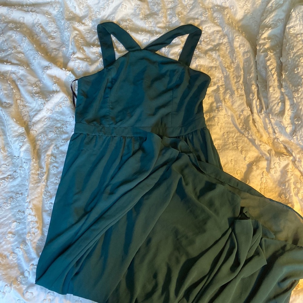 emerald green halter top dress